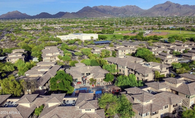 bird's eye view featuring a residential view and a mountain view