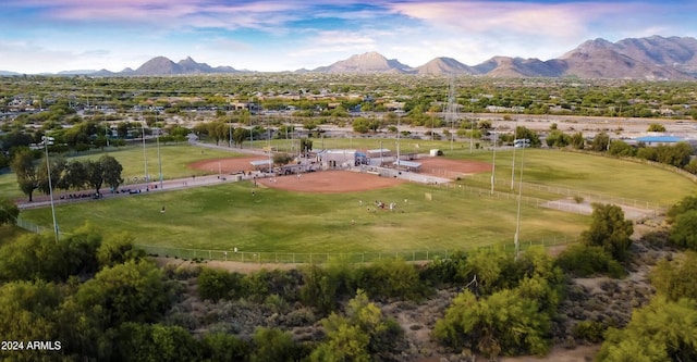 aerial view with a mountain view