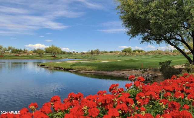 property view of water featuring golf course view