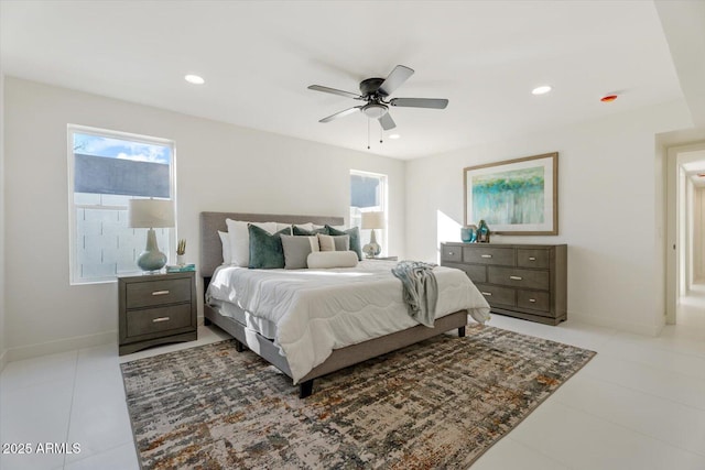 bedroom featuring ceiling fan