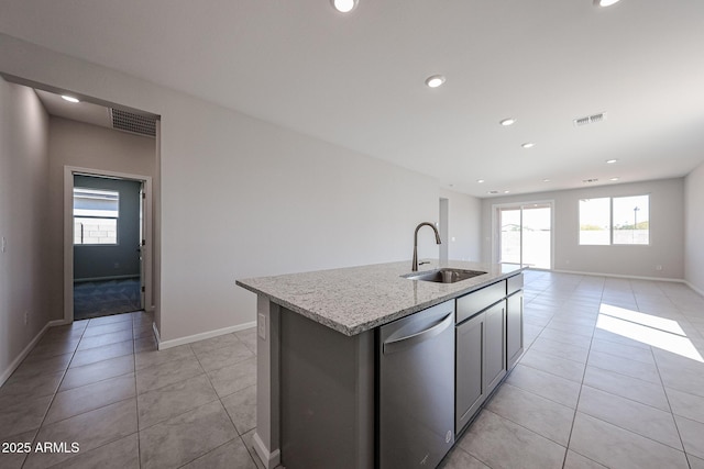 19115 N Los Gabrieles Way, Maricopa, AZ 85138 - kitchen featuring dishwasher, a sink, light tile patterned flooring, baseboards, and recessed lighting