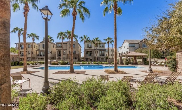 2636 S Bahama Dr, Gilbert, AZ 85295 - community pool with a gazebo, a residential view, and a patio area