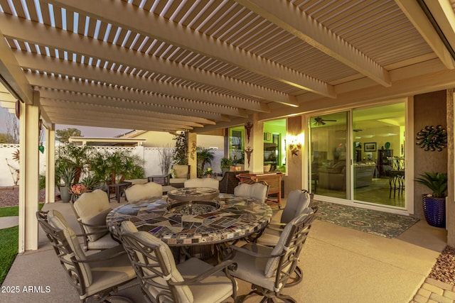 view of patio / terrace featuring a pergola