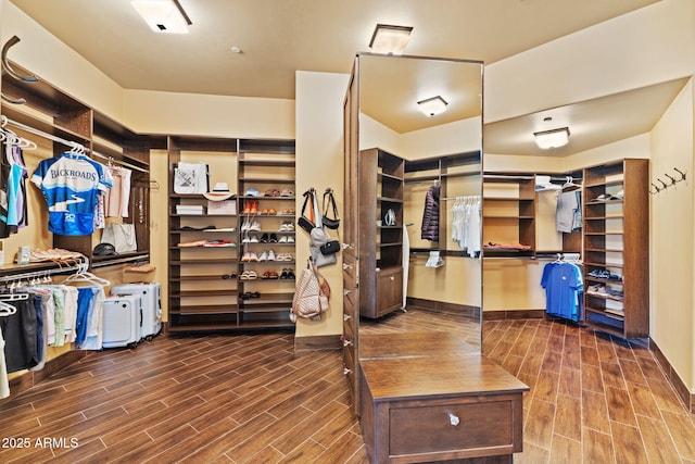 spacious closet with wood tiled floor