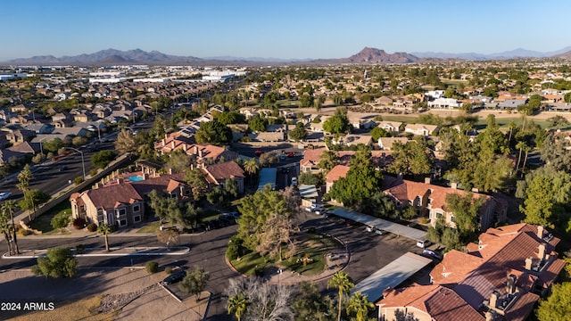 aerial view with a mountain view