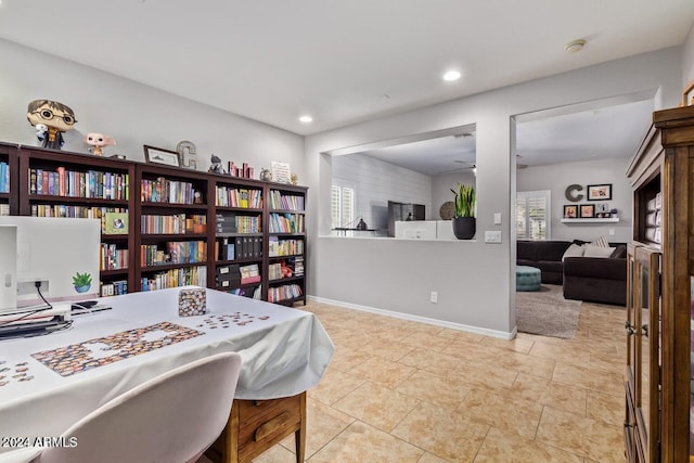 view of tiled home office