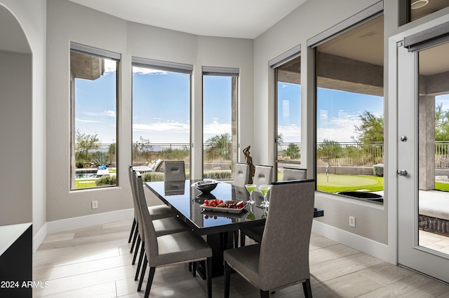 dining room featuring light hardwood / wood-style flooring