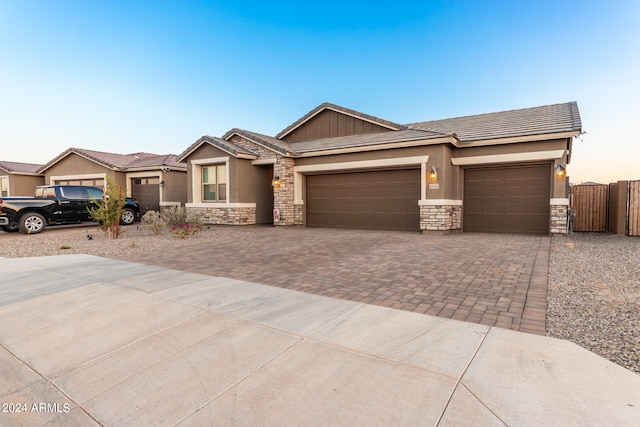 view of front of property featuring a garage