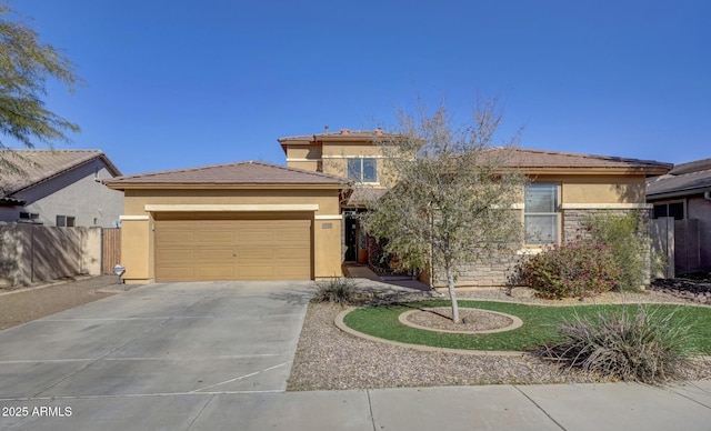 prairie-style house with a garage