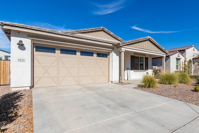 single story home with a garage