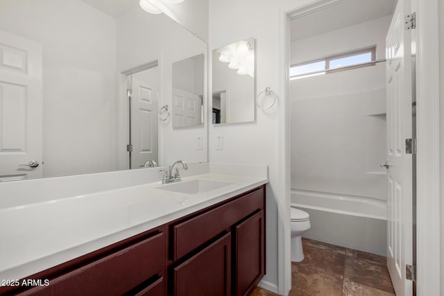 full bathroom featuring vanity and toilet