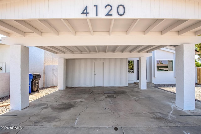 garage with a carport