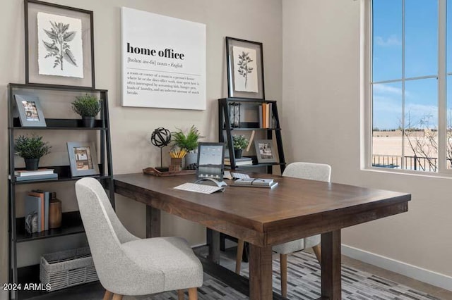 office featuring hardwood / wood-style floors