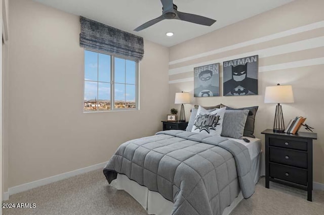 9243 E Sector Dr, Mesa, AZ 85212 - bedroom with carpet floors, baseboards, and a ceiling fan
