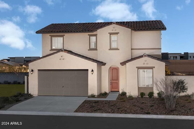 9243 E Sector Dr, Mesa, AZ 85212 - view of front of house featuring a tile roof, fence, stucco siding, and driveway
