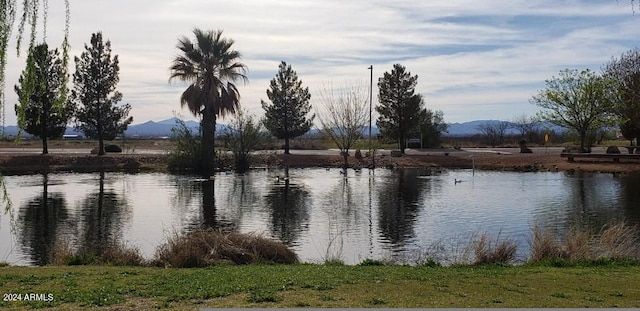 view of water feature with a mountain view