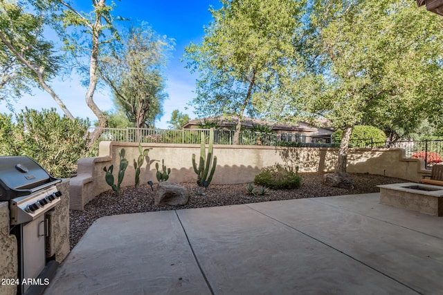 view of patio / terrace featuring a grill