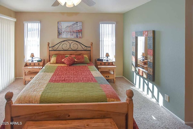 bedroom featuring carpet floors and ceiling fan