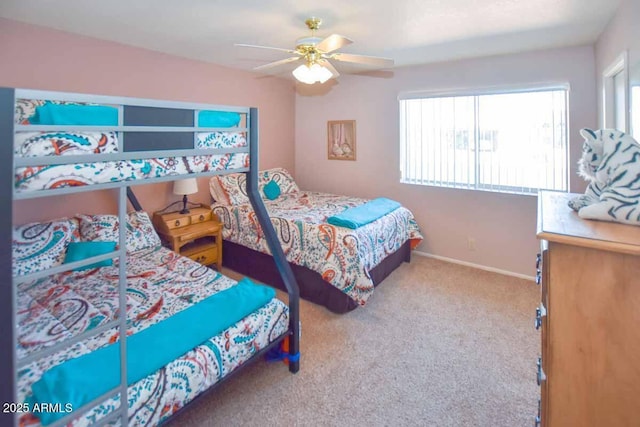 bedroom featuring carpet floors and ceiling fan