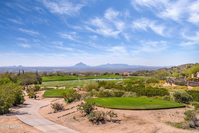 view of property's community featuring a water and mountain view