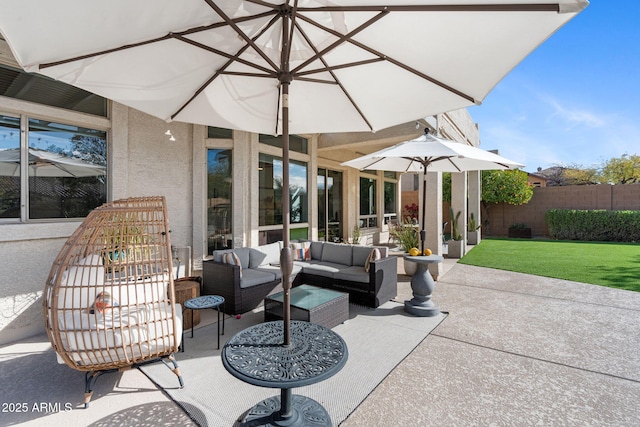 view of patio featuring an outdoor living space