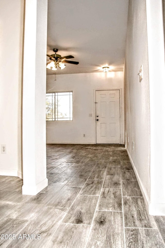 entryway with ceiling fan