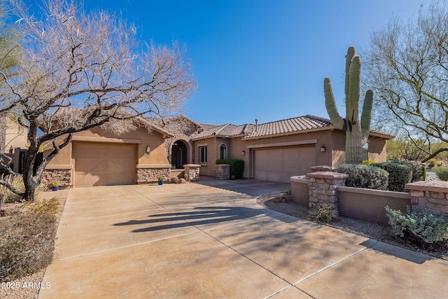 view of front of home with a garage