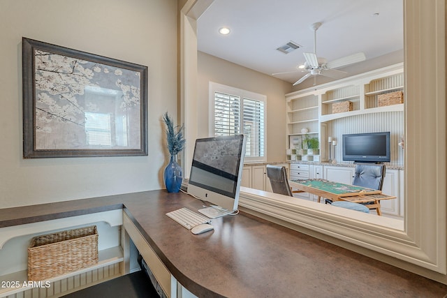 office featuring ceiling fan