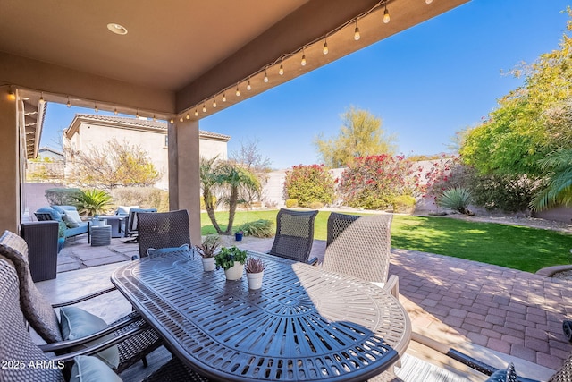 view of patio with an outdoor hangout area