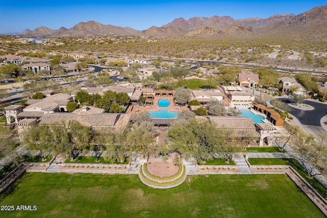 aerial view with a mountain view