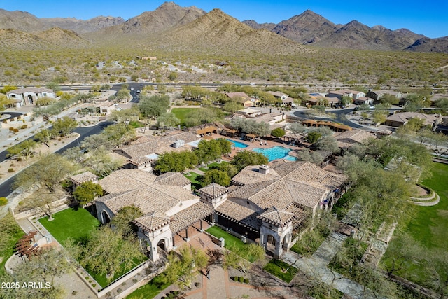 aerial view with a mountain view