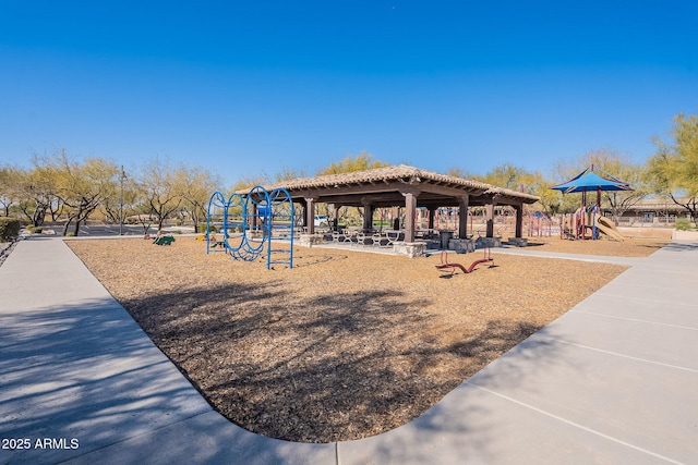 view of property's community with a gazebo and a playground