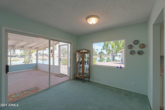 carpeted spare room featuring a textured ceiling