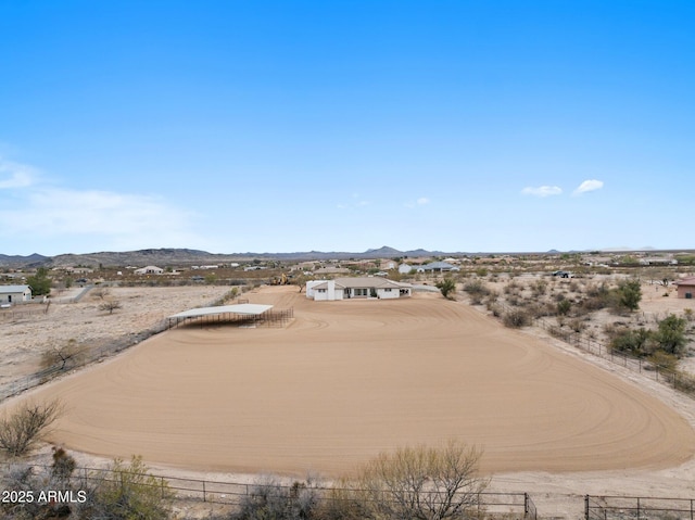 drone / aerial view featuring a mountain view