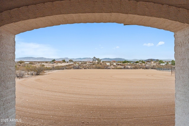 exterior space with a mountain view