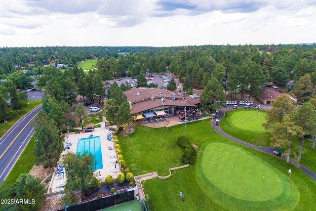 drone / aerial view featuring golf course view