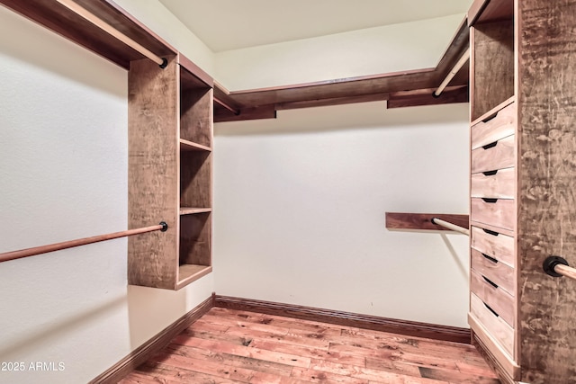 spacious closet featuring light hardwood / wood-style flooring