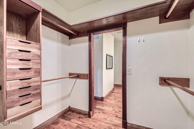 walk in closet featuring light wood-type flooring