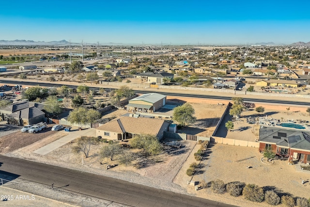 drone / aerial view featuring a mountain view