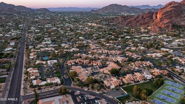 4434 E Camelback Rd Unit 128, Phoenix, AZ 85018 - aerial view of property's location with a mountainous background and nearby suburban area
