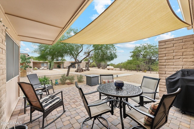 view of patio / terrace featuring a grill