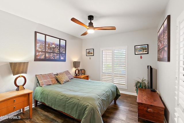 10838 N 10th St, Phoenix, AZ 85020 - bedroom with wood finished floors, baseboards, and ceiling fan