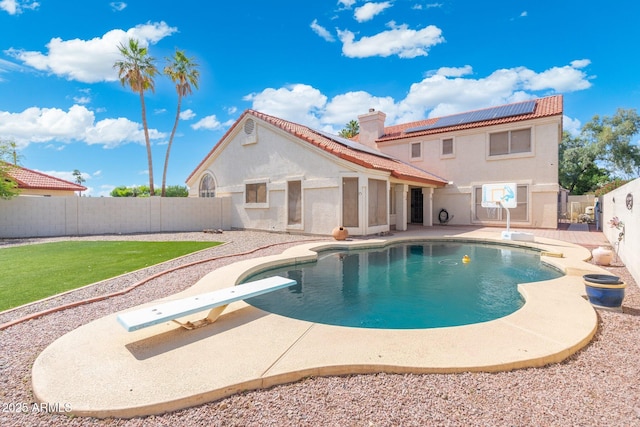 7503 W Julie Dr, Glendale, AZ 85308 - view of pool with a fenced backyard, a diving board, and a patio