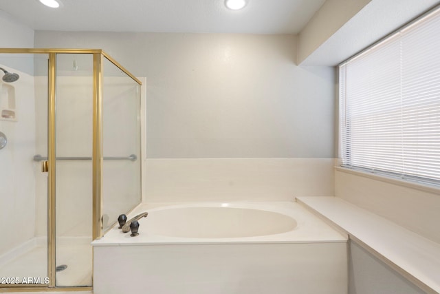 7503 W Julie Dr, Glendale, AZ 85308 - bathroom with a stall shower, a garden tub, and recessed lighting