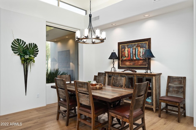 dining space with light wood-type flooring