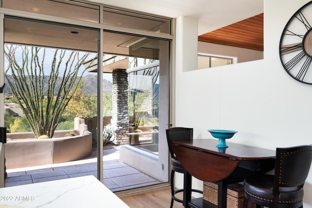 doorway to outside featuring light wood-type flooring