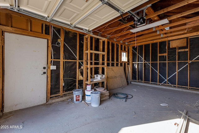 garage with a garage door opener