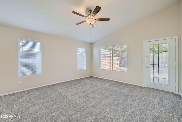 12333 W Marshall Ave, Litchfield Park, AZ 85340 - carpeted spare room featuring baseboards, a ceiling fan, and vaulted ceiling