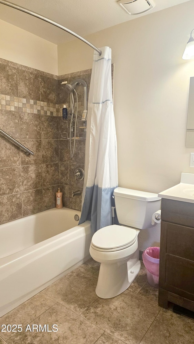 14620 N Yerba Buena Way Unit B, Fountain Hills, AZ 85268 - full bathroom featuring vanity, toilet, shower / bath combo, and tile patterned flooring