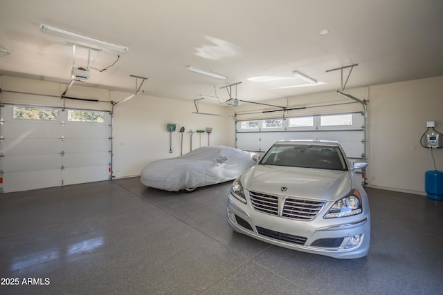 garage with a garage door opener